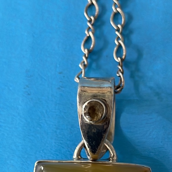 Sterling Triple Citrine Druzy Pendant Necklace. Hinged. Auspicious. Artist made - Picture 10 of 15